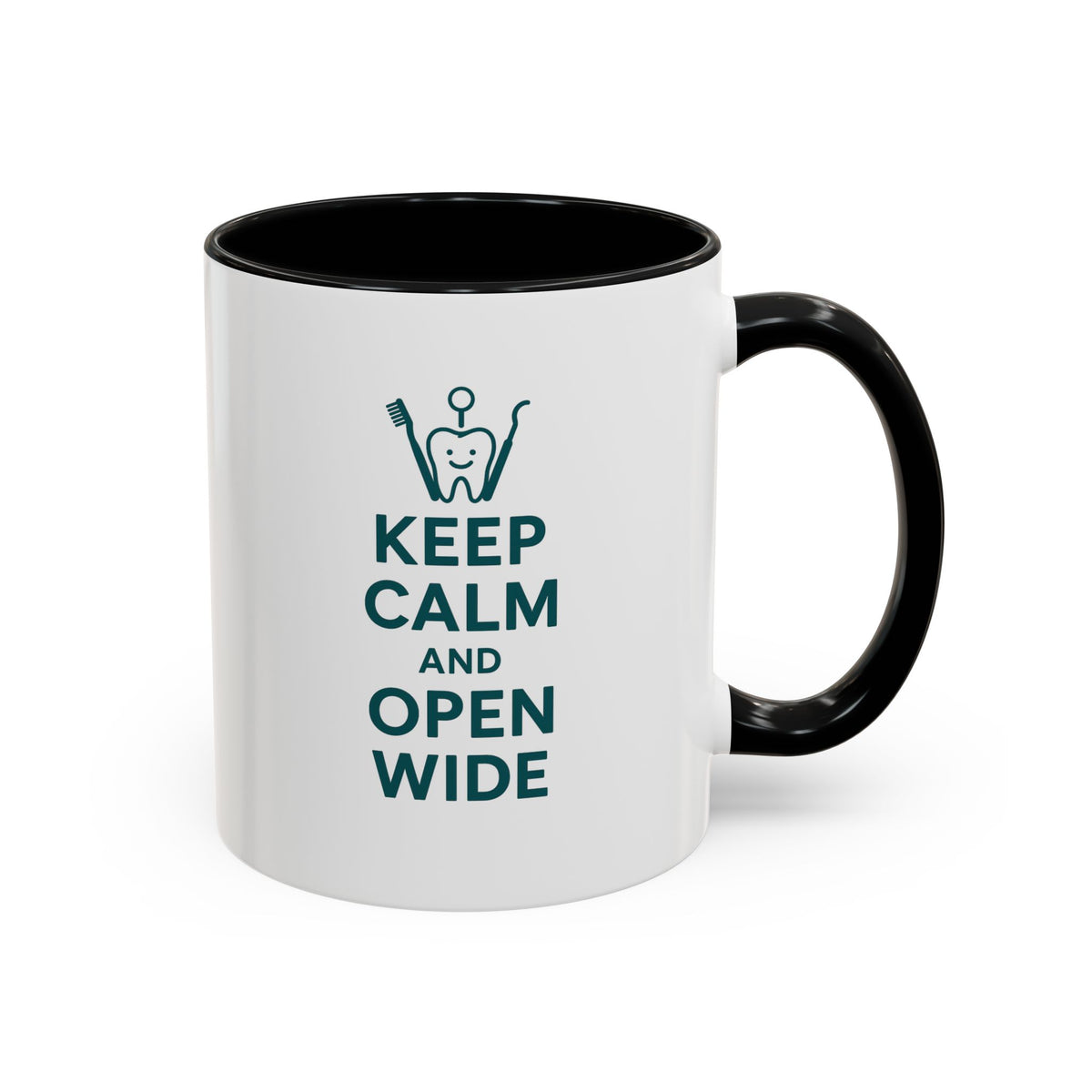 Funny Dentist Christmas Mug - "Keep Calm and Open Wide" Coffee Cup - Secret Santa Gift for Hygienist, Dental Student or Dentist Nurse Gift