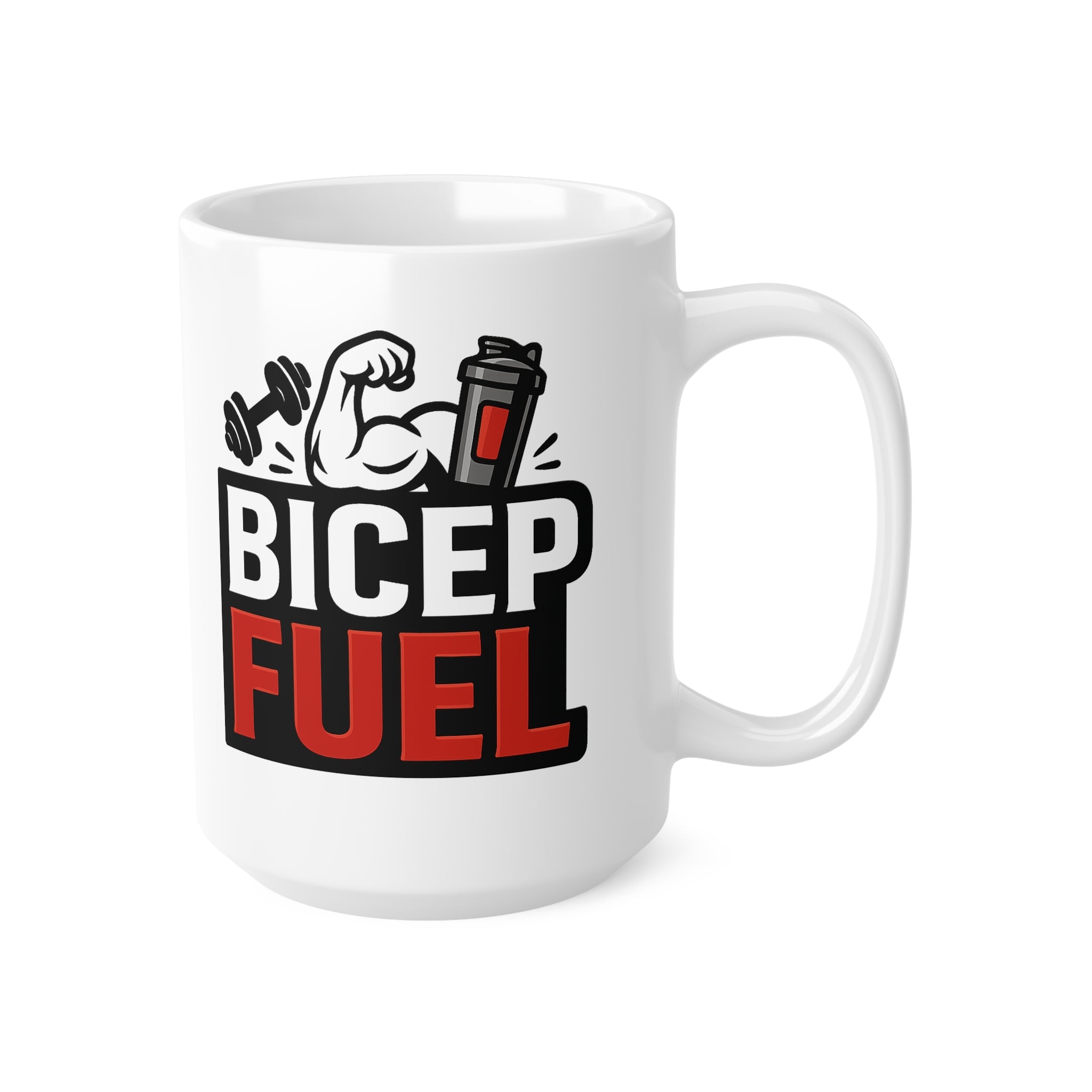 Funny Gym Mug - Bicep Fuel Fitness Coffee Mug | Christmas Gift for Gym Lovers, Secret Santa for Him, Bodybuilder Fitness Enthusiast Gift
