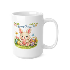 Happy Easter Bunny Mug – Cute Easter Bunny Coffee Mug – Easter Gift Mug with Easter Eggs