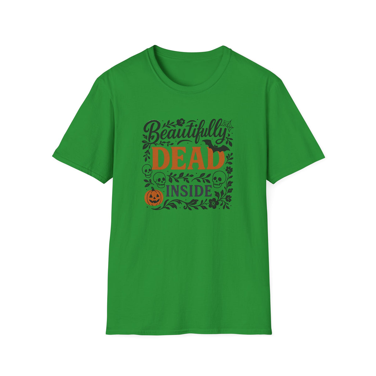 Beautifully Dead Inside Halloween T-Shirt - Funny Gothic Spooky Tee with Skulls, Bats & Pumpkins | Halloween Gift Shirt, Emo Anxiety Ideas