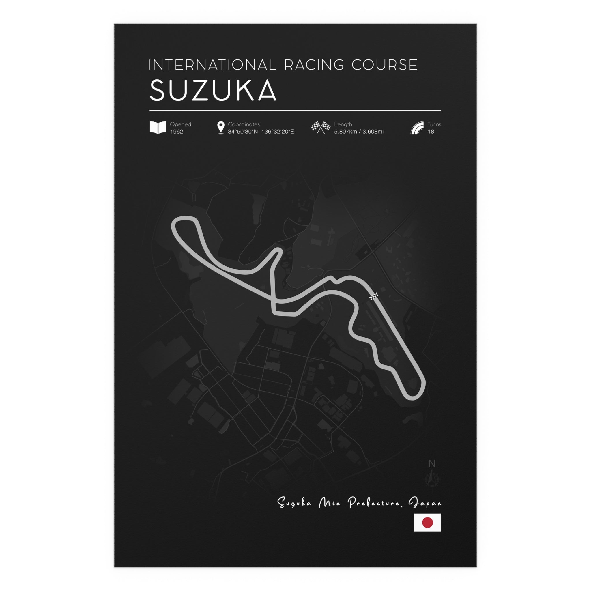 Suzuka Circuit Poster – Formula 1 Track Wall Art Print