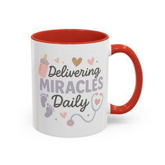 Funny Midwife Christmas Mug - "Delivering Miracles Daily" Coffee Cup, Secret Santa Gift, Nurse & Healthcare Xmas Present, NHS Worker Ideas