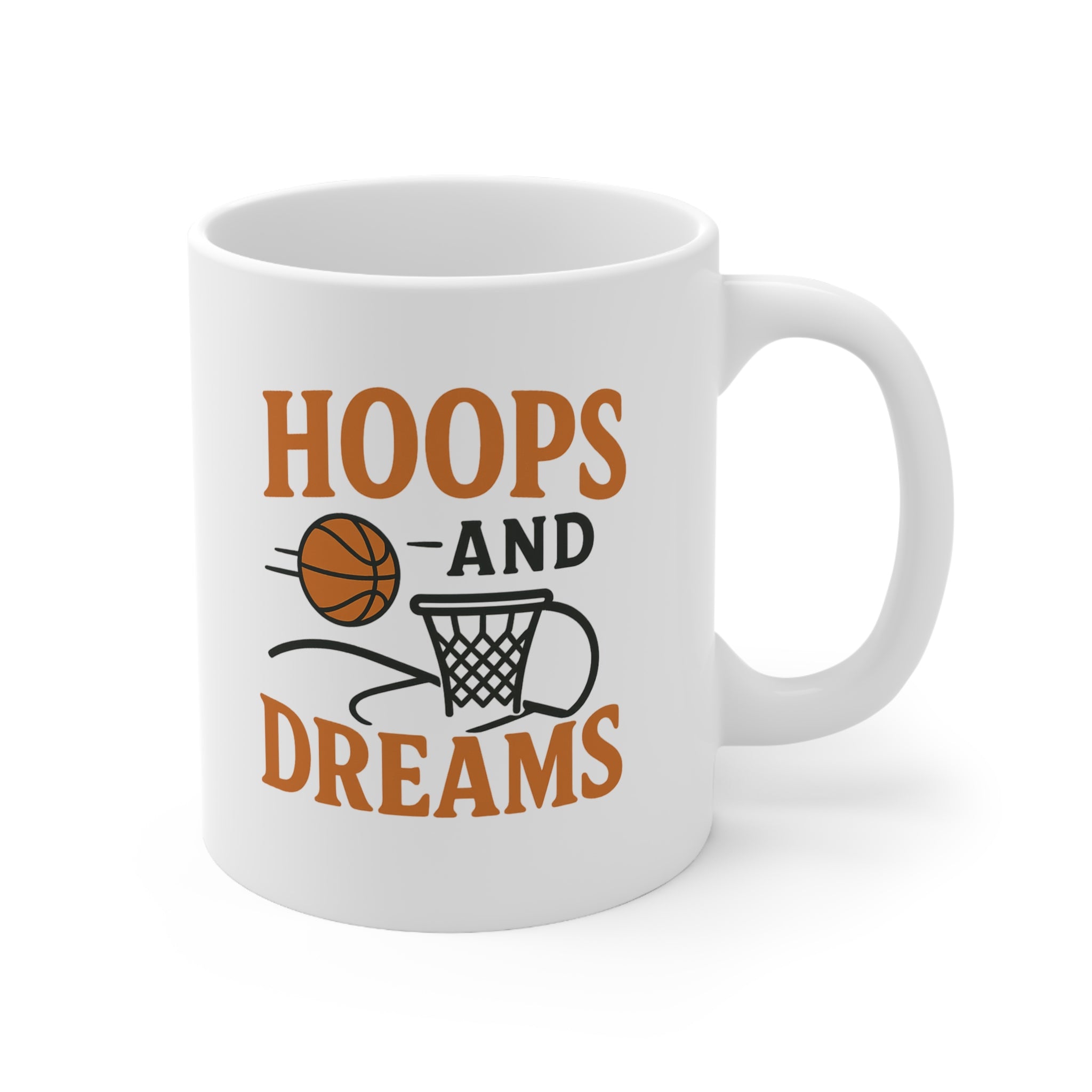 Funny Basketball Mug - Hoops and Dreams - Gift for Basketball Lovers | Christmas Gift, Secret Santa Idea, Sports Mug for Him or Her