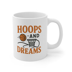 Funny Basketball Mug - Hoops and Dreams - Gift for Basketball Lovers | Christmas Gift, Secret Santa Idea, Sports Mug for Him or Her