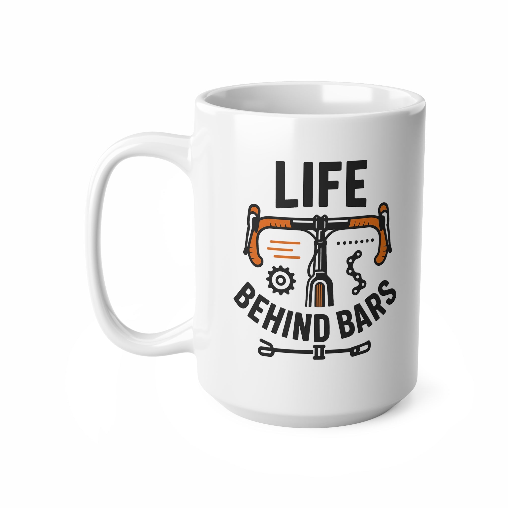 Funny Cycling Mug - "Life Behind Bars" Bike Mug Gift for Cyclists | Christmas Gift for Him or Her | Secret Santa Gift for Road Biker