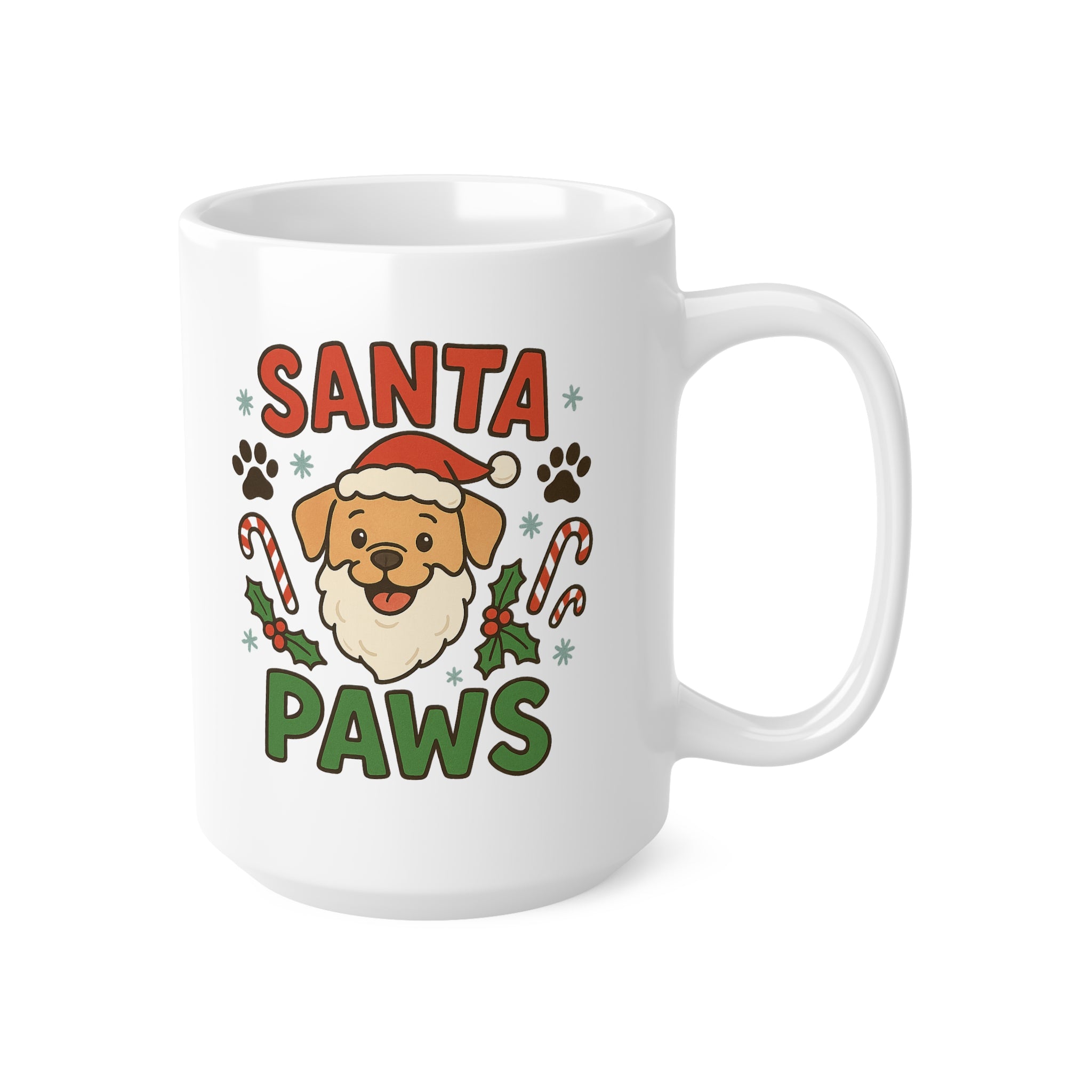 Santa Paws Christmas Mug - Funny Dog Lover Coffee Cup with Santa Dog Design, Cute Xmas Gift for Pet Owners, Secret Santa Present, Labrador