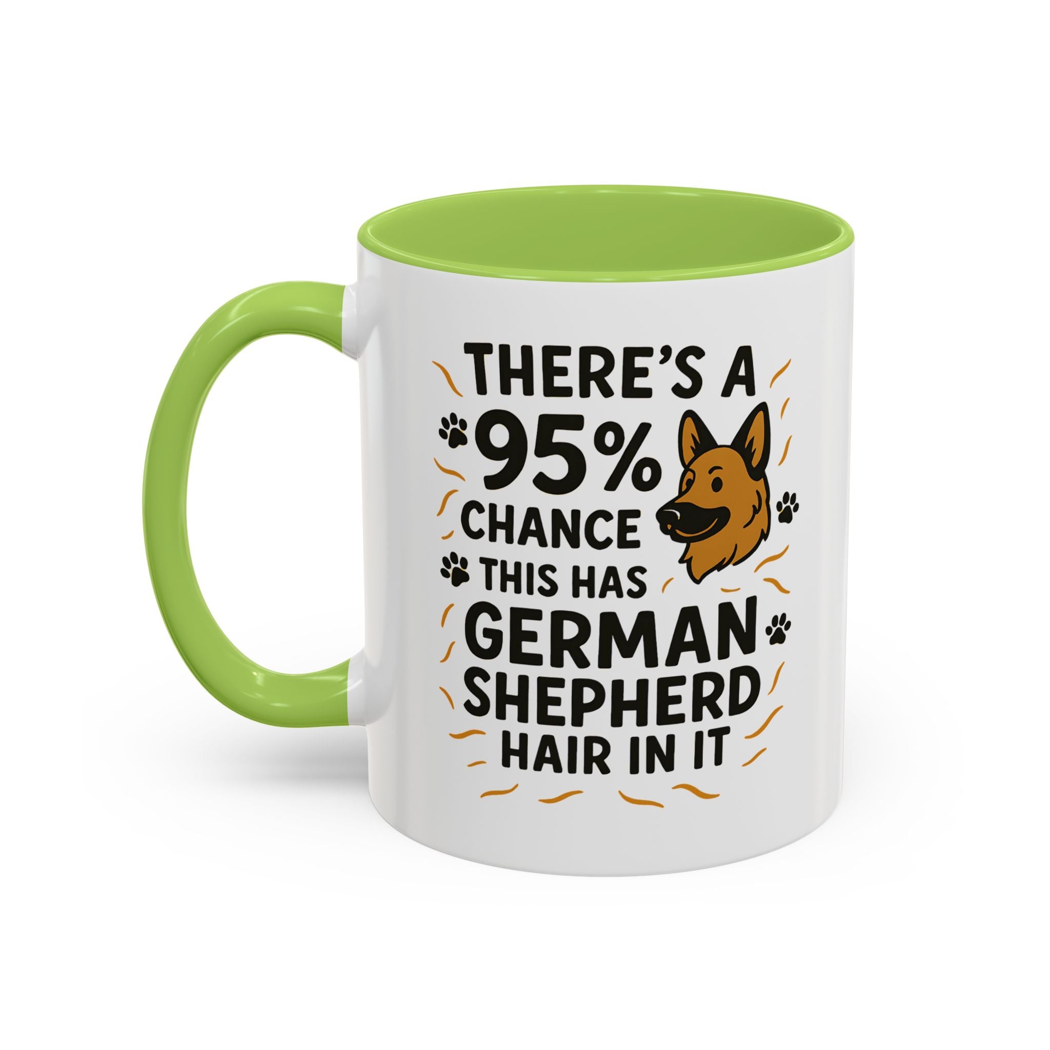 Funny German Shepherd Mug - "95% Chance This Has German Shepherd Hair" Dog Owner Coffee Cup | Christmas Gift, Secret Santa Present