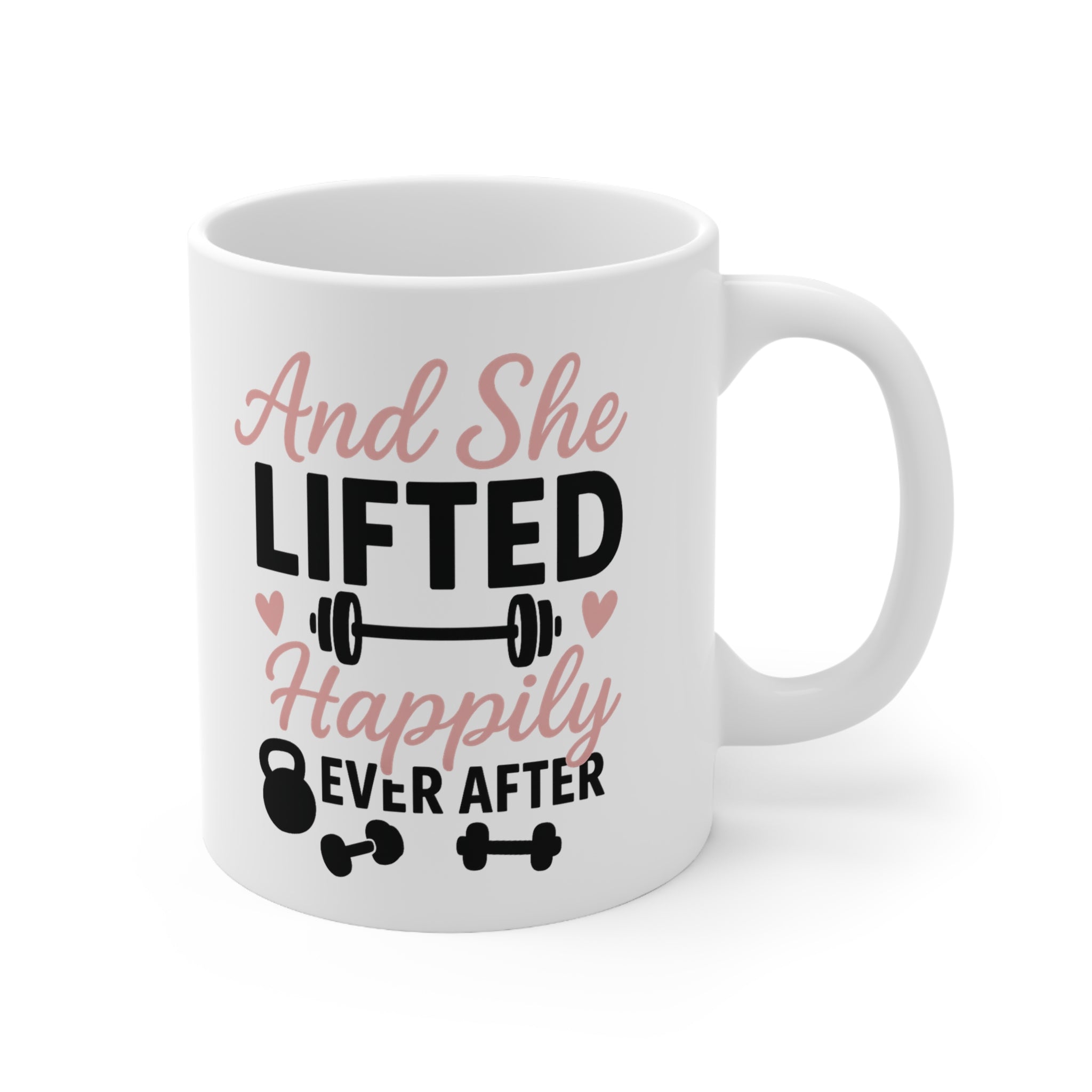 Funny Gym Mug for Women - And She Lifted Happily Ever After - Fitness Coffee Cup - Christmas Gift for Gym Lovers, Secret Santa Gift for Her
