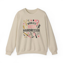 World's Best Hairdresser Sweatshirt - Funny Christmas Jumper Gift for Hairstylist, Secret Santa Salon Sweater, Work Party Clothes
