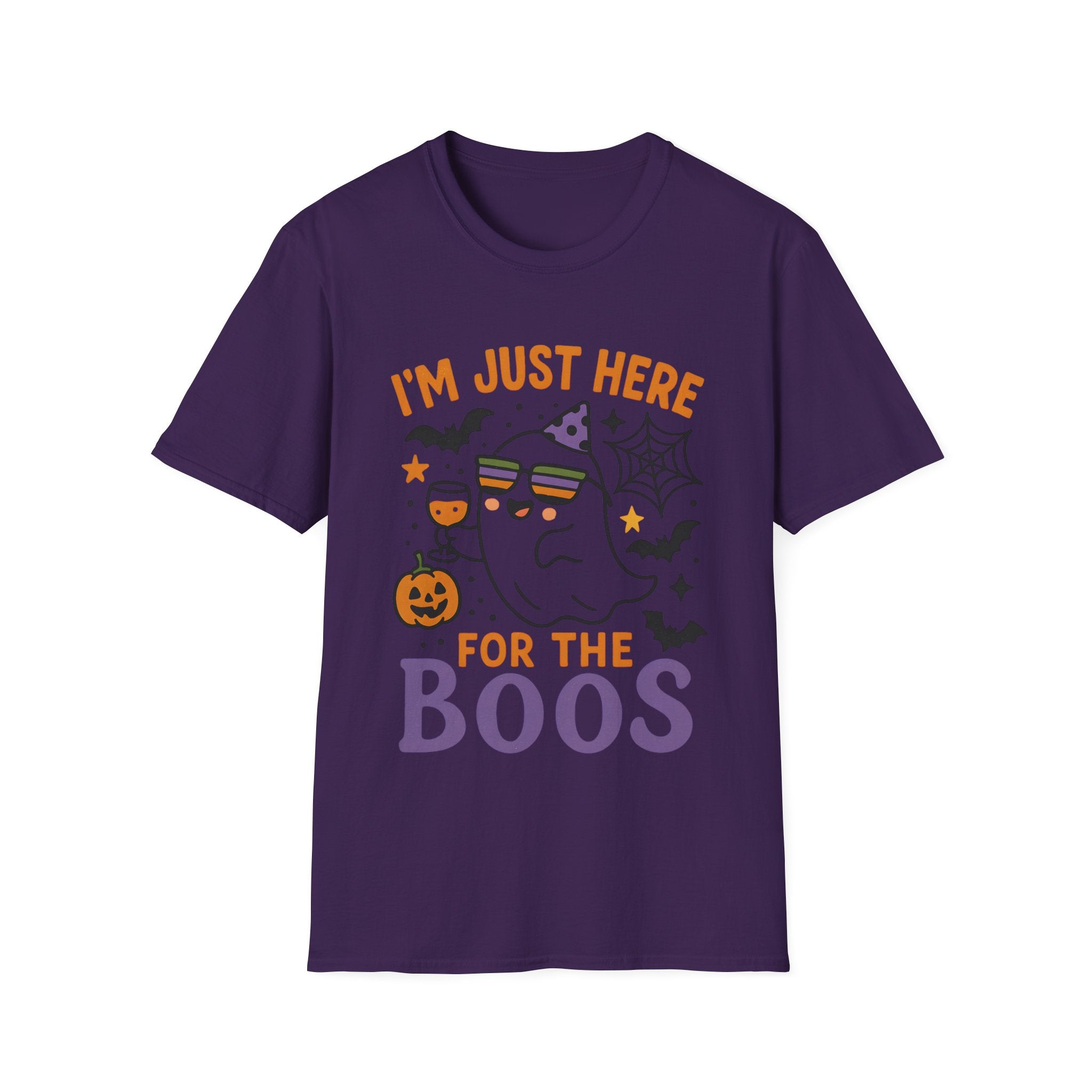 Funny Halloween T-Shirt - Im Just Here for the Boos Ghost Tee - Cute Spooky Shirt for Her, Him, Friends - Boo Party Costume Top