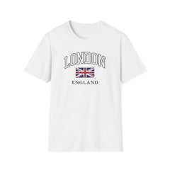 London England T-Shirt - Vintage College Style Tee with Union Jack Flag | Unisex Travel Shirt, Gift for London Lovers, UK Pride Clothing