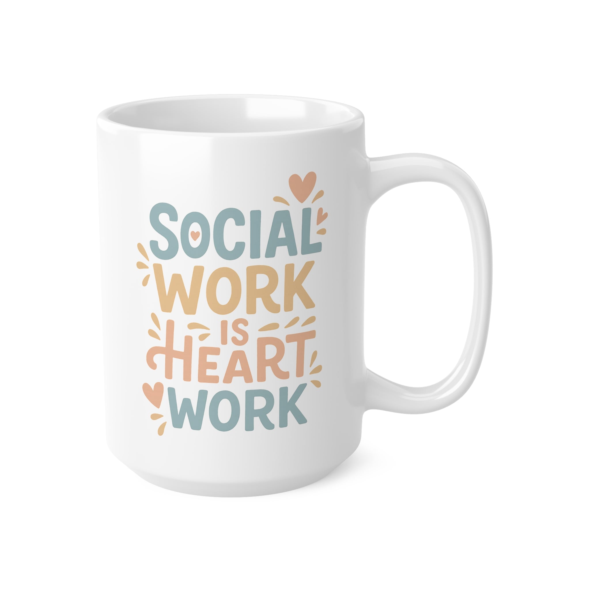 Funny Social Work Christmas Mug - "Social Work is Heart Work" Coffee Cup - Secret Santa Gift for Social Worker, Carer, Support, Care Home