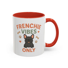 Funny Grey French Bulldog Mug - Frenchie Vibes Only Dog Lover Gift - Cute Frenchie Coffee Cup for Secret Santa, Xmas Gift for Dog Owners