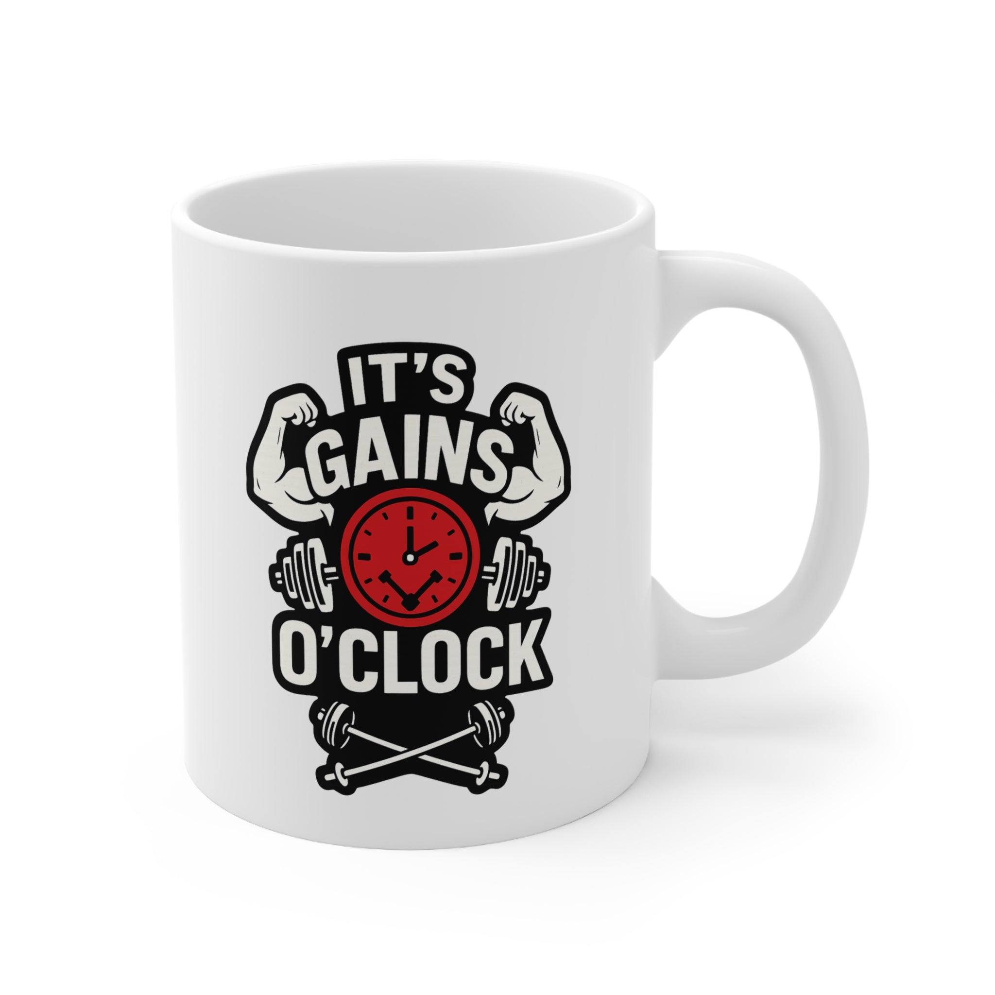 Funny Gym Mug - It's Gains O'Clock Fitness Gift for Him or Her | Christmas Gym Mug, Secret Santa Gift for Bodybuilders & Fitness Lovers
