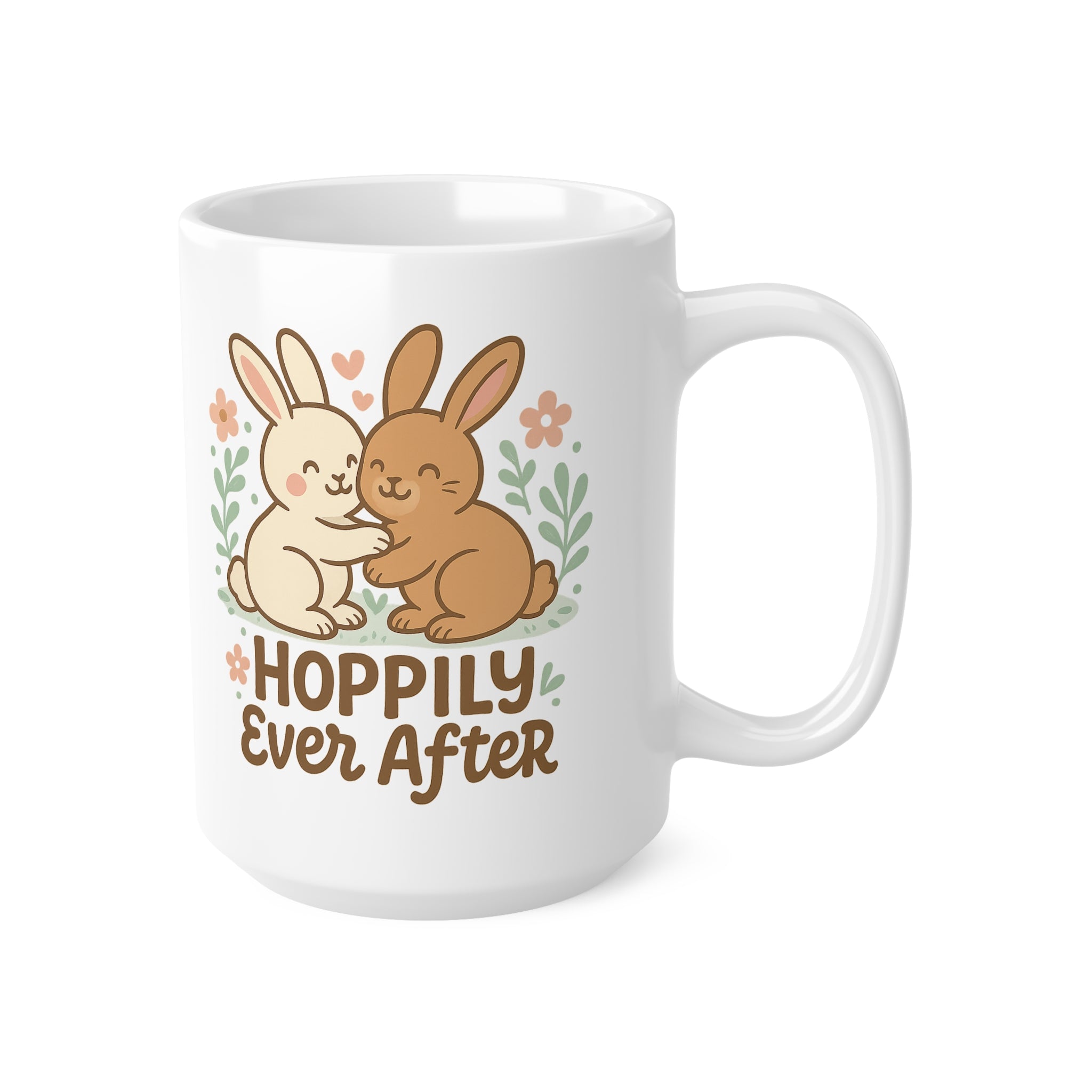 Cute Bunny Mug - "Hoppily Ever After" Rabbit Coffee Cup | Christmas Gift, Secret Santa Present, Animal Lover Mug, Cute Rabbit Cup, Valentine