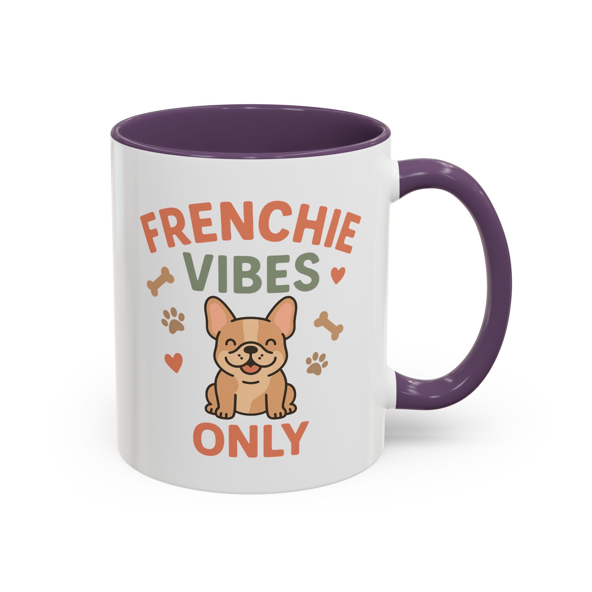 Funny French Bulldog Mug - Frenchie Vibes Only Dog Lover Gift - Cute Frenchie Coffee Cup for Secret Santa, Christmas Gift for Dog Owners