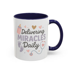 Funny Midwife Christmas Mug - "Delivering Miracles Daily" Coffee Cup, Secret Santa Gift, Nurse & Healthcare Xmas Present, NHS Worker Ideas