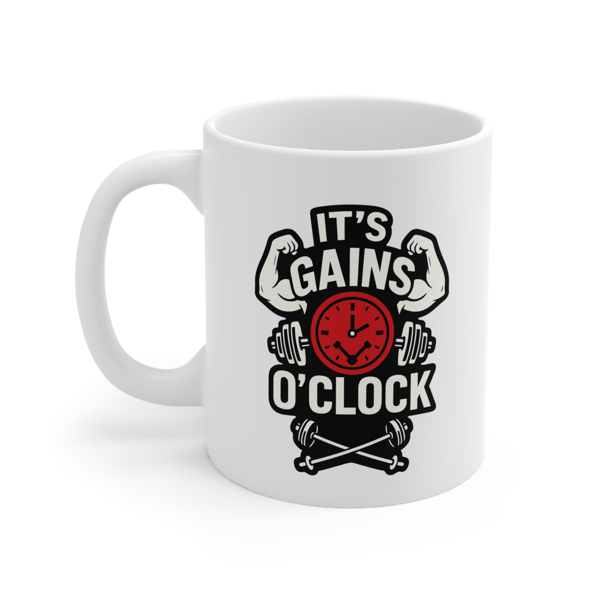 Funny Gym Mug - It's Gains O'Clock Fitness Gift for Him or Her | Christmas Gym Mug, Secret Santa Gift for Bodybuilders & Fitness Lovers