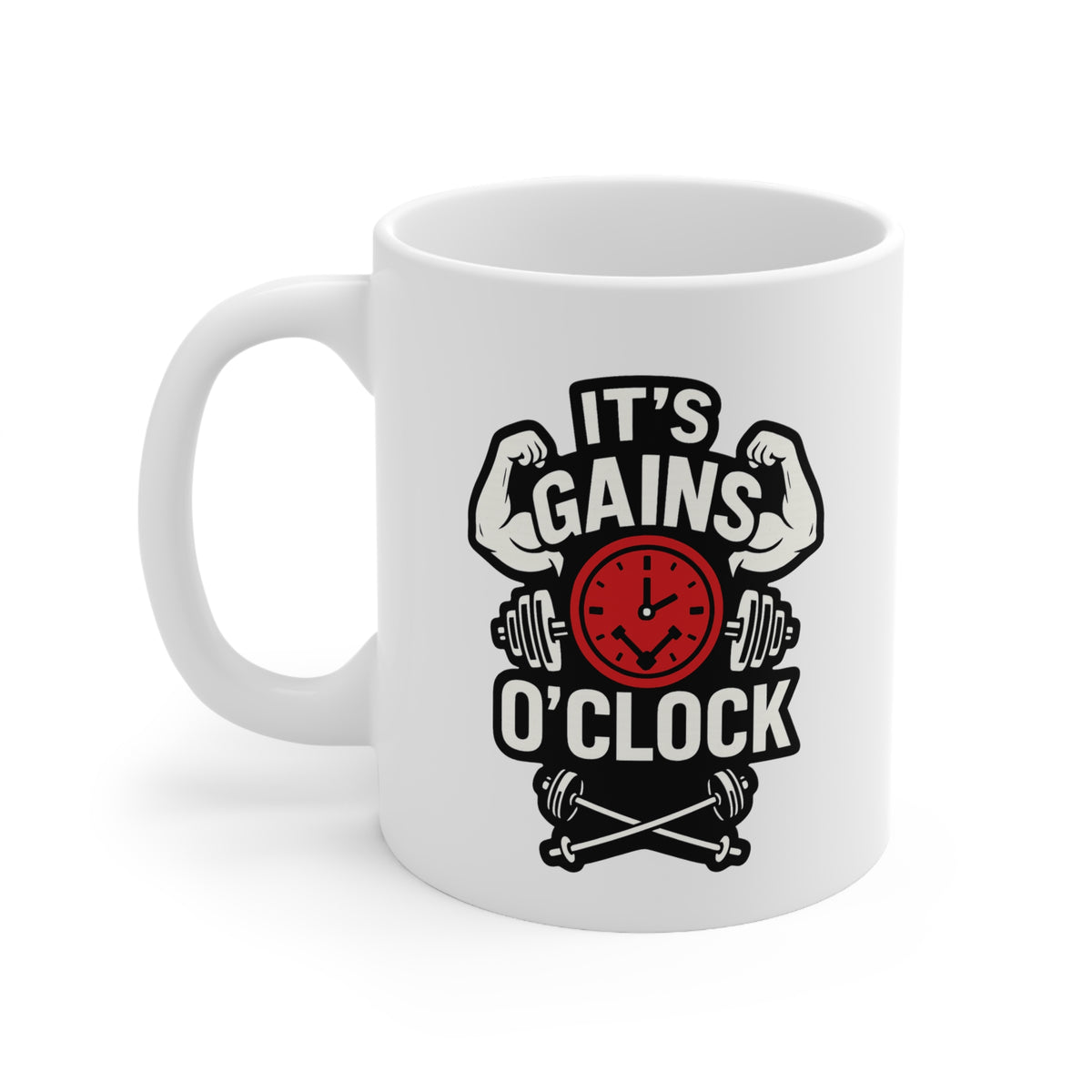 Funny Gym Mug - It's Gains O'Clock Fitness Gift for Him or Her | Christmas Gym Mug, Secret Santa Gift for Bodybuilders & Fitness Lovers