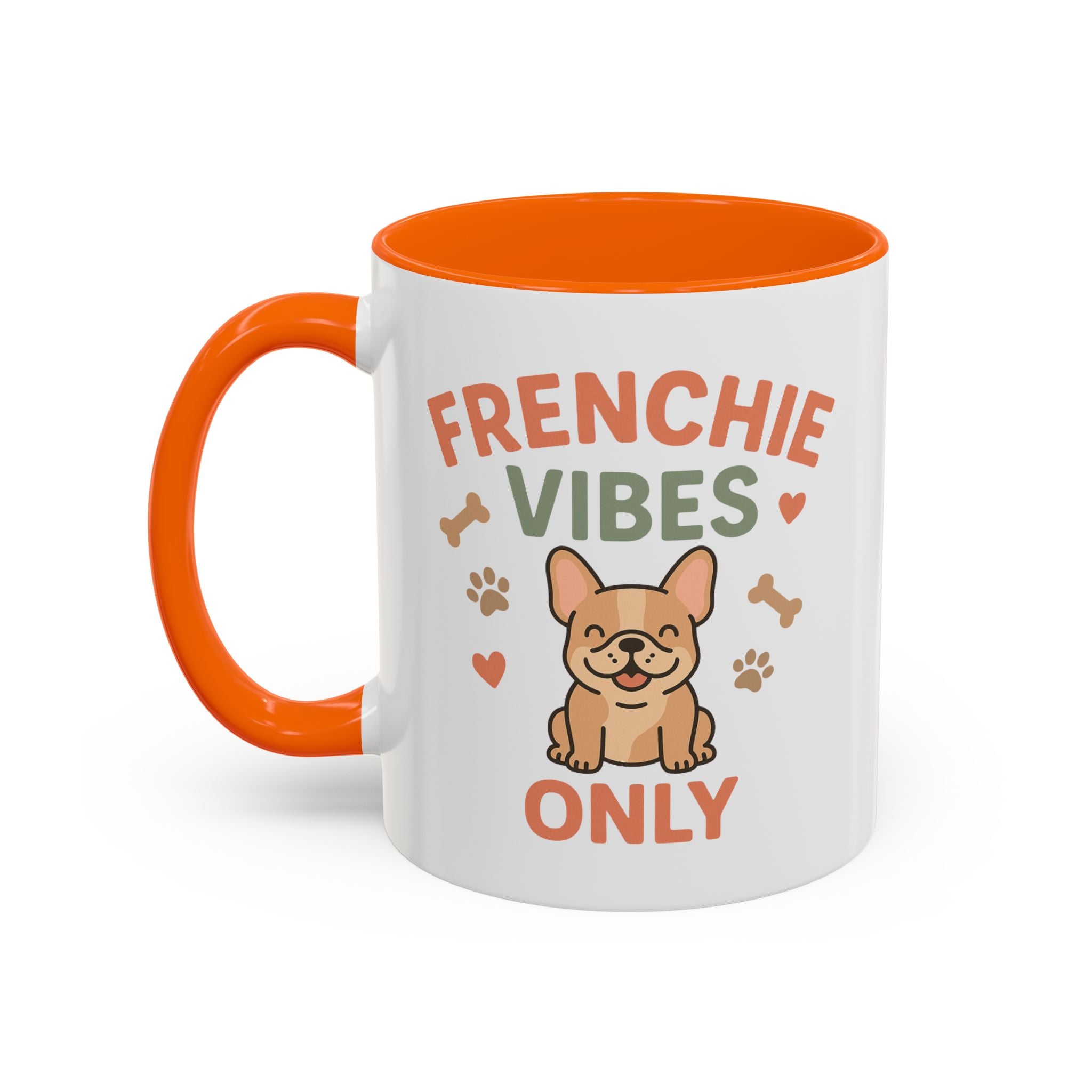 Funny French Bulldog Mug - Frenchie Vibes Only Dog Lover Gift - Cute Frenchie Coffee Cup for Secret Santa, Christmas Gift for Dog Owners