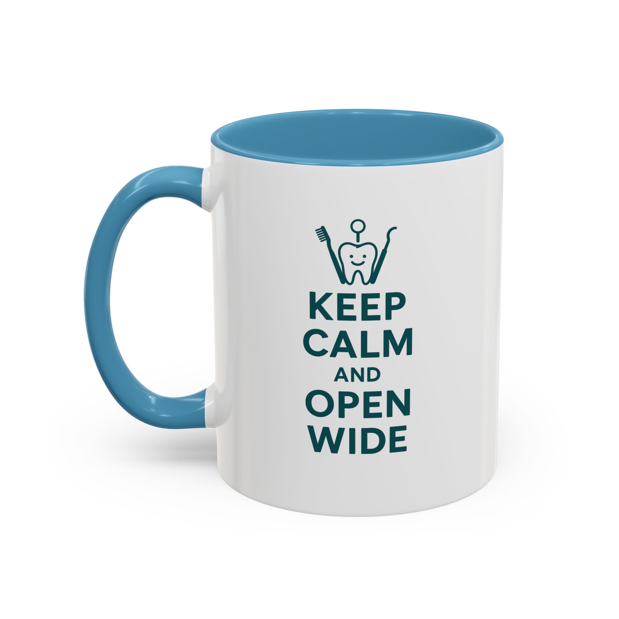 Funny Dentist Christmas Mug - "Keep Calm and Open Wide" Coffee Cup - Secret Santa Gift for Hygienist, Dental Student or Dentist Nurse Gift