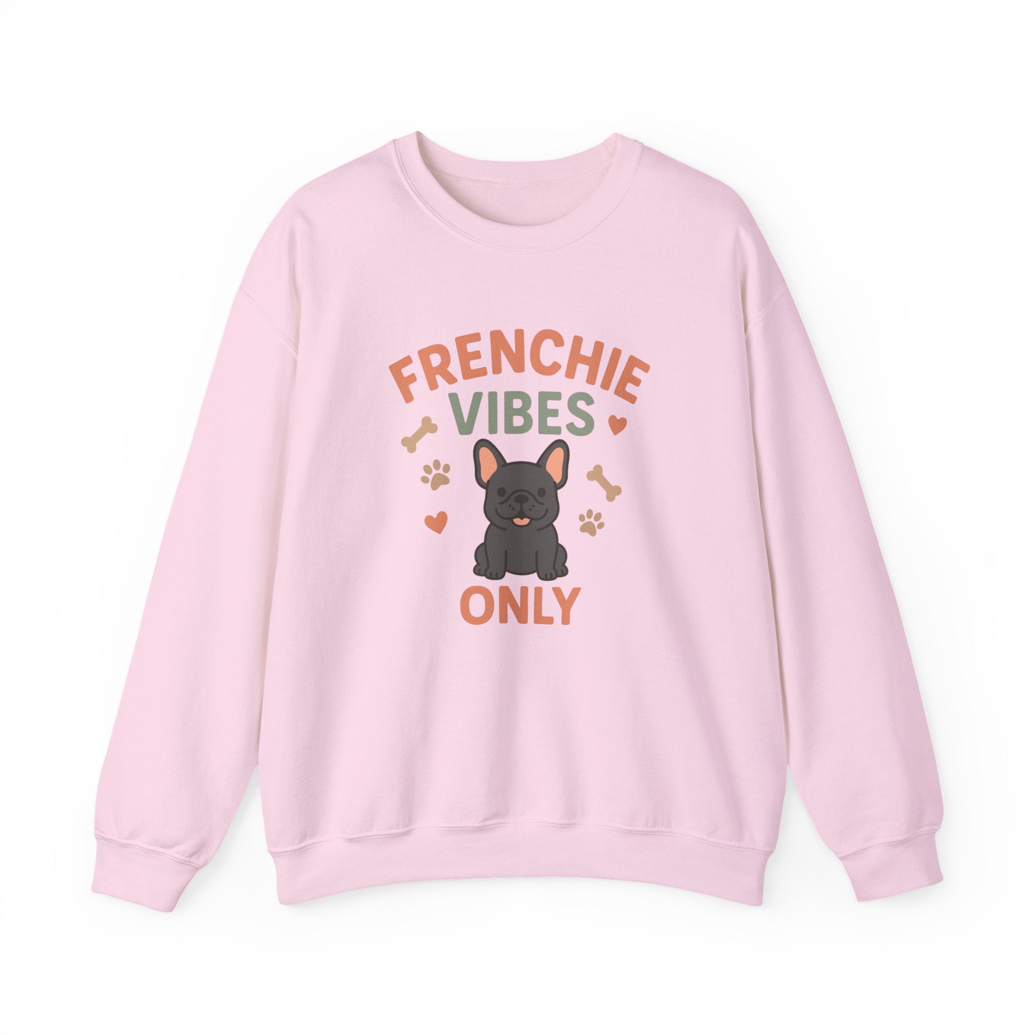 Funny Grey French Bulldog Christmas Sweatshirt - "Frenchie Vibes Only" Xmas Jumper - Secret Santa Gift for Dog Lovers