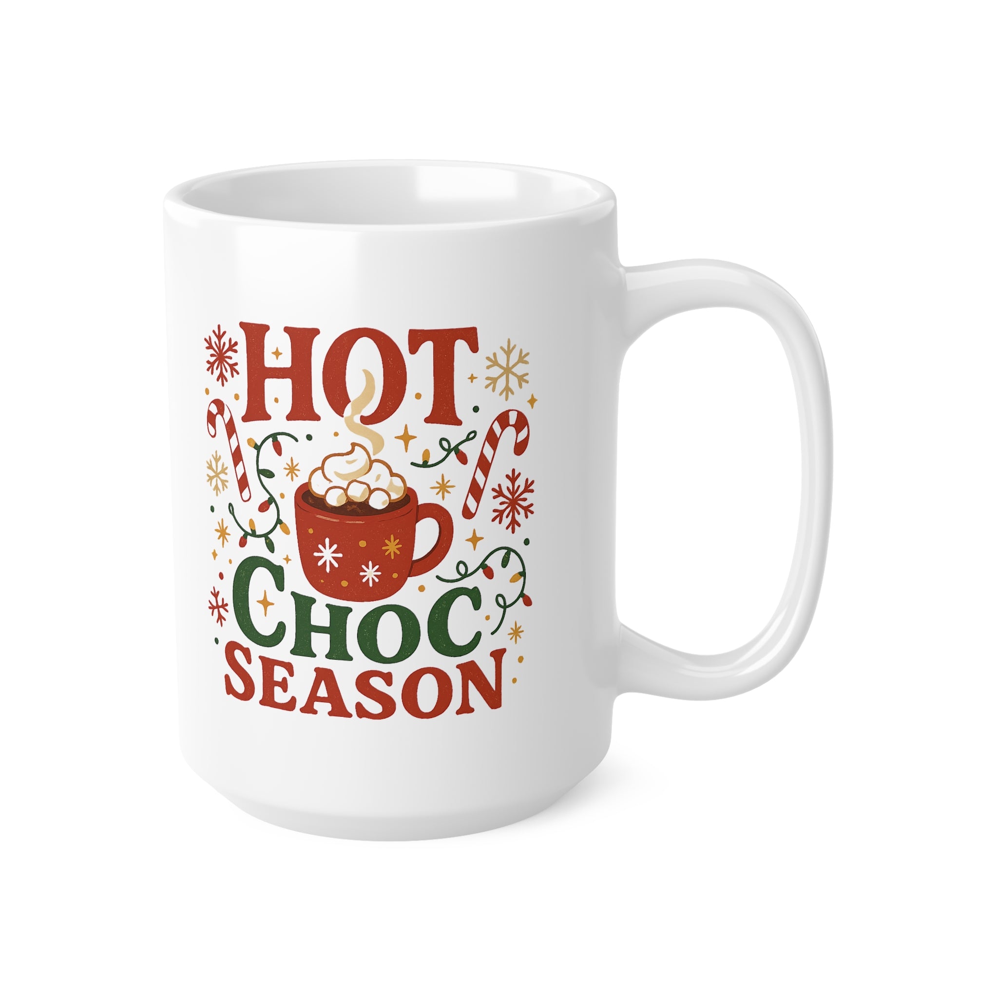 Hot Choc Season Christmas Mug - Funny Hot Chocolate Coffee Cup with Candy Canes | Secret Santa Gift, Xmas Mug for Hot Drink Lovers Cocoa