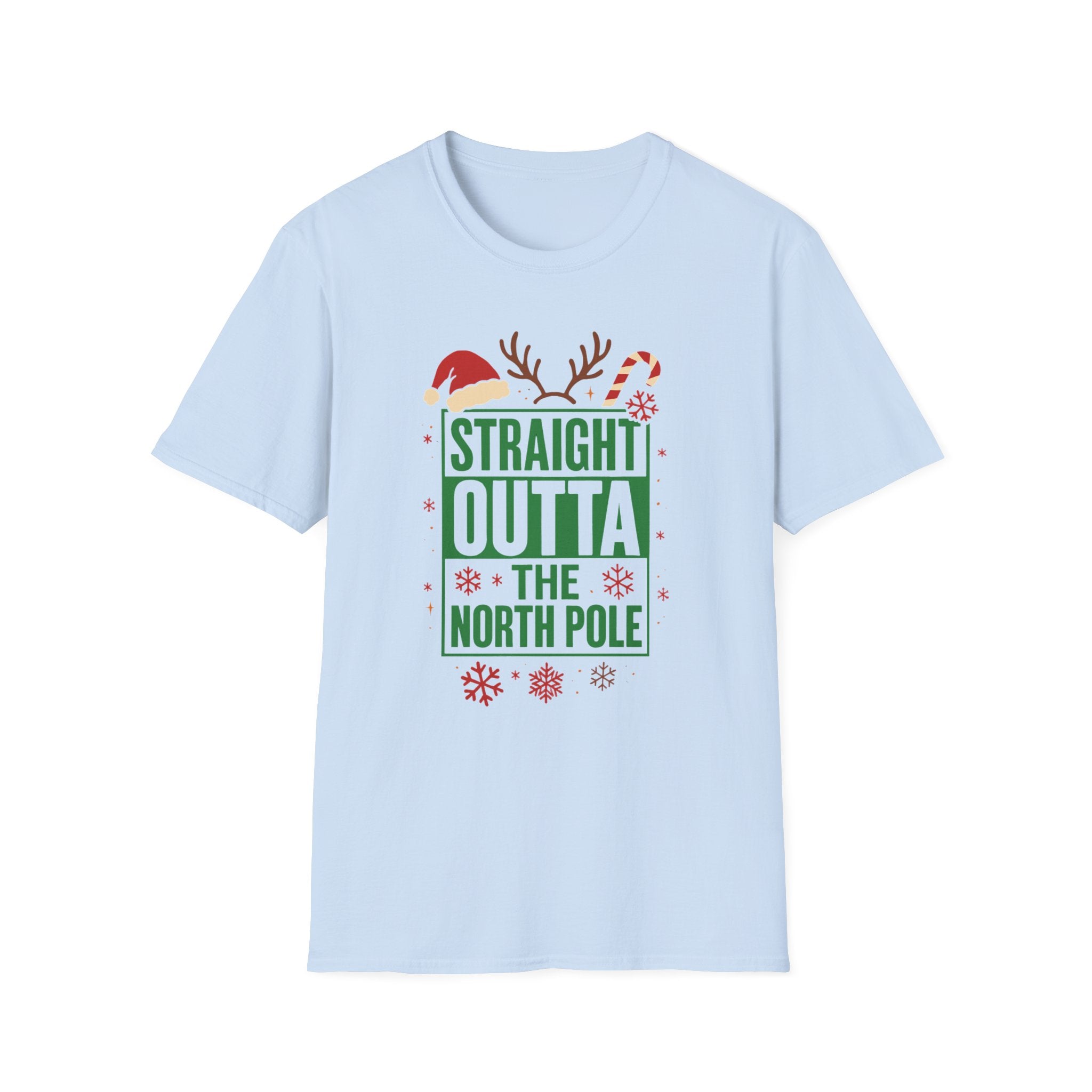 Straight Outta The North Pole Christmas T-Shirt - Funny Xmas Tee for Men Women - Secret Santa Gift, Holiday Party Shirt, Work Event Top NWA