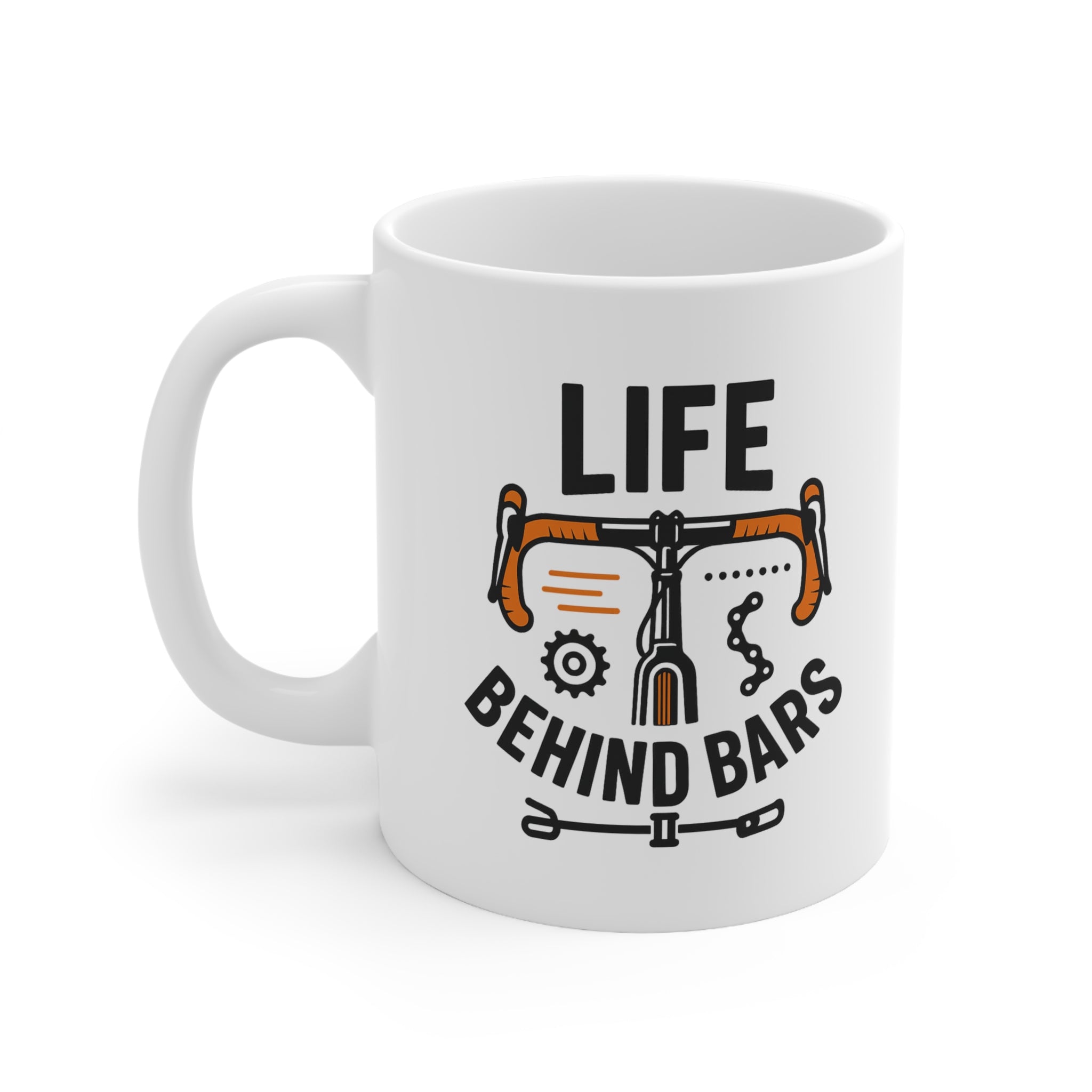 Funny Cycling Mug - "Life Behind Bars" Bike Mug Gift for Cyclists | Christmas Gift for Him or Her | Secret Santa Gift for Road Biker