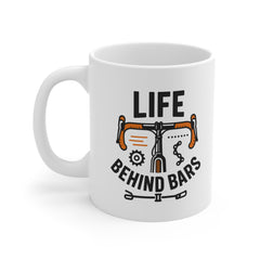 Funny Cycling Mug - "Life Behind Bars" Bike Mug Gift for Cyclists | Christmas Gift for Him or Her | Secret Santa Gift for Road Biker