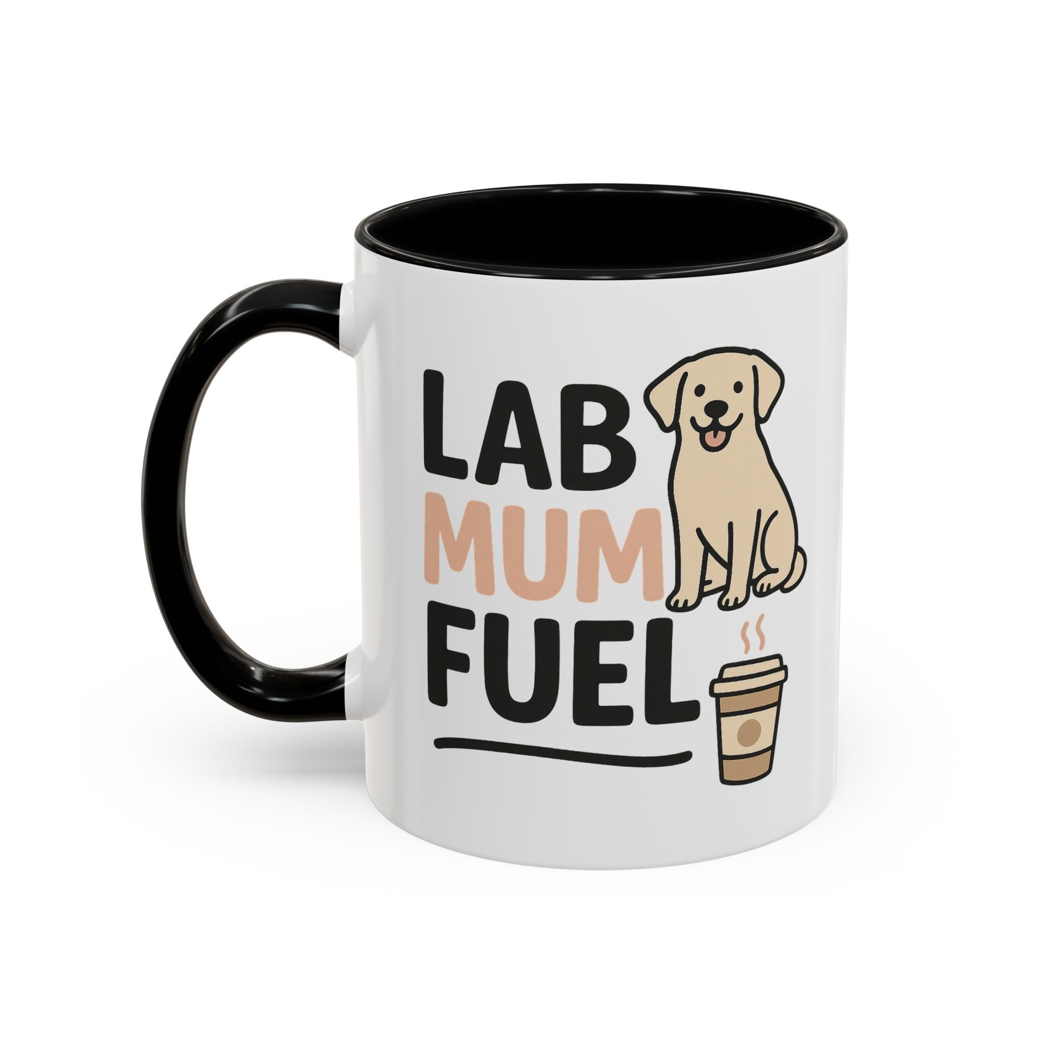 Funny Labrador Mum Mug - "Lab Mum Fuel" Coffee Cup - Christmas Gift for Dog Lovers, Secret Santa Present for Labrador Owner, Black Lab