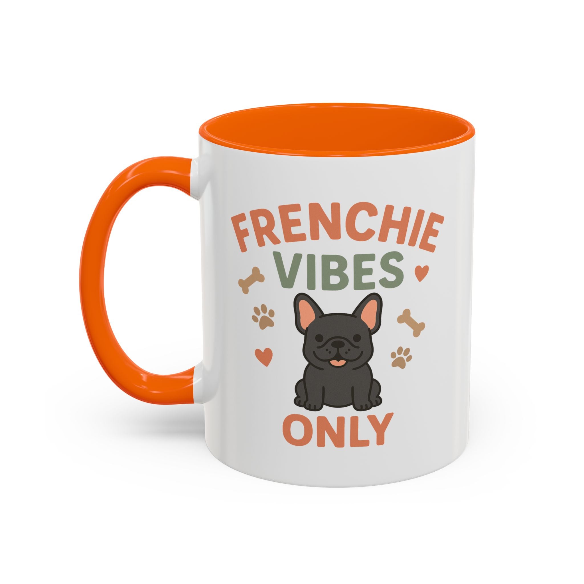 Funny Grey French Bulldog Mug - Frenchie Vibes Only Dog Lover Gift - Cute Frenchie Coffee Cup for Secret Santa, Xmas Gift for Dog Owners