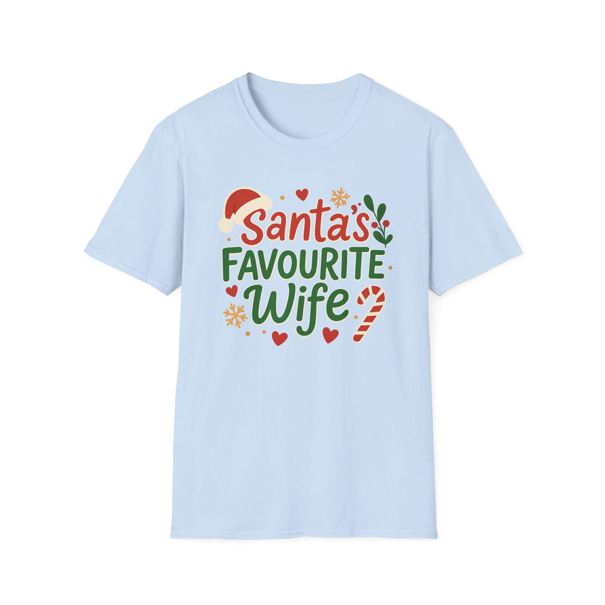 Santa's Favourite Wife Christmas T-Shirt - Funny Xmas Top for Women - Secret Santa Gift, Festive Holiday Tee for Wife, Cute Couples Shirt