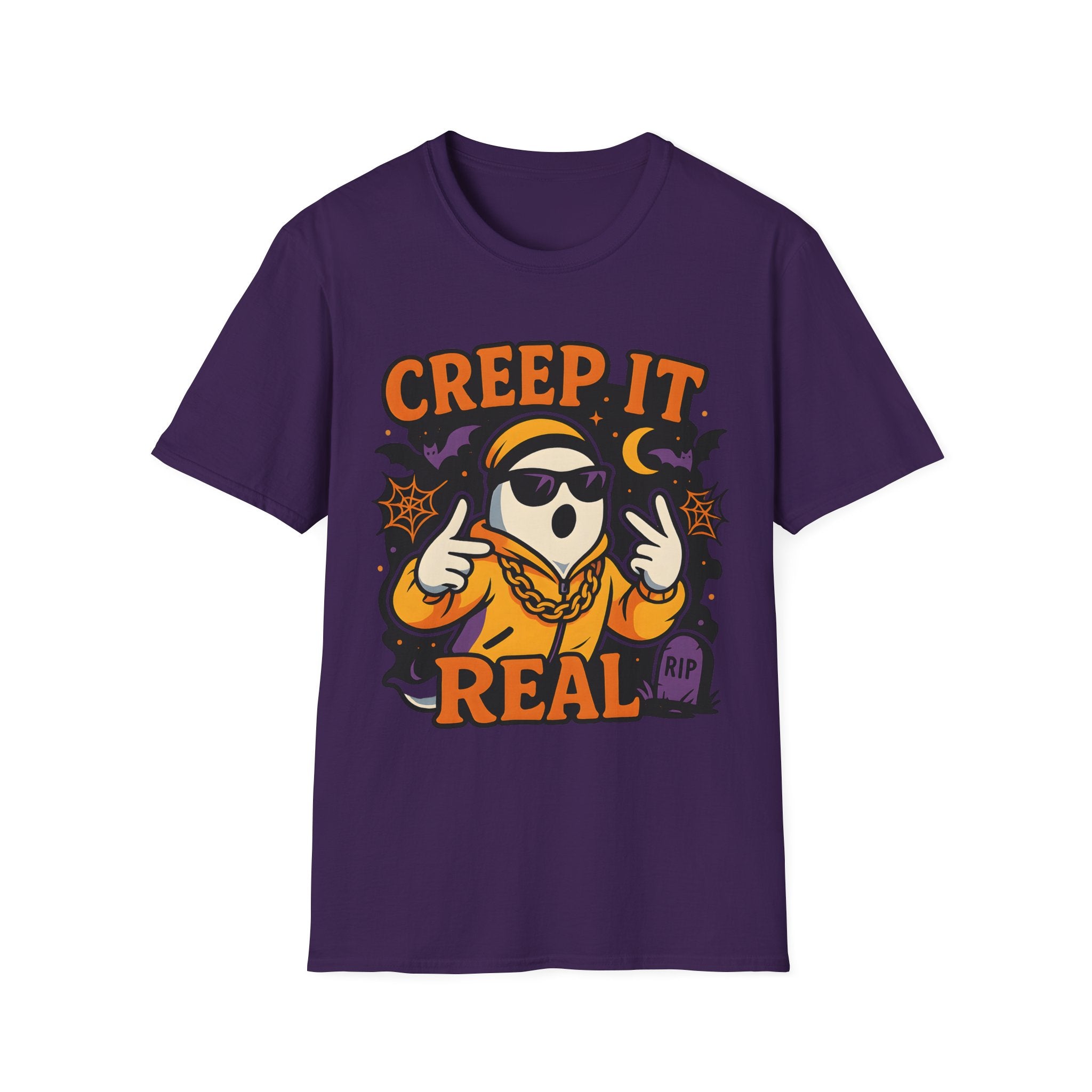 Funny Halloween Ghost T-Shirt - "Creep It Real" Gangsta Ghost Tee - Cute Spooky Season Shirt - Halloween Rap Shirt - Autumn Vibes Tee Ali G