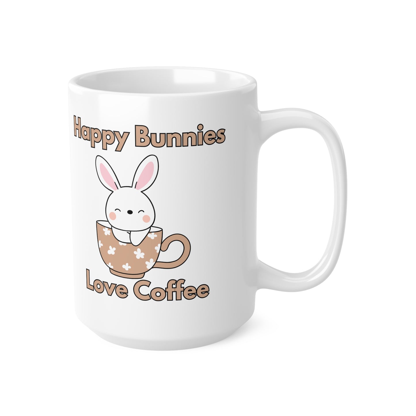 Happy Bunnies Love Coffee Mug, Rabbit Lover Tea Cup