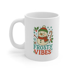 Frosty Vibes Christmas Mug - Cute Snowman Coffee Cup - Funny Festive Hot Chocolate Tea Cup Gift for Secret Santa Xmas Present For Him Her