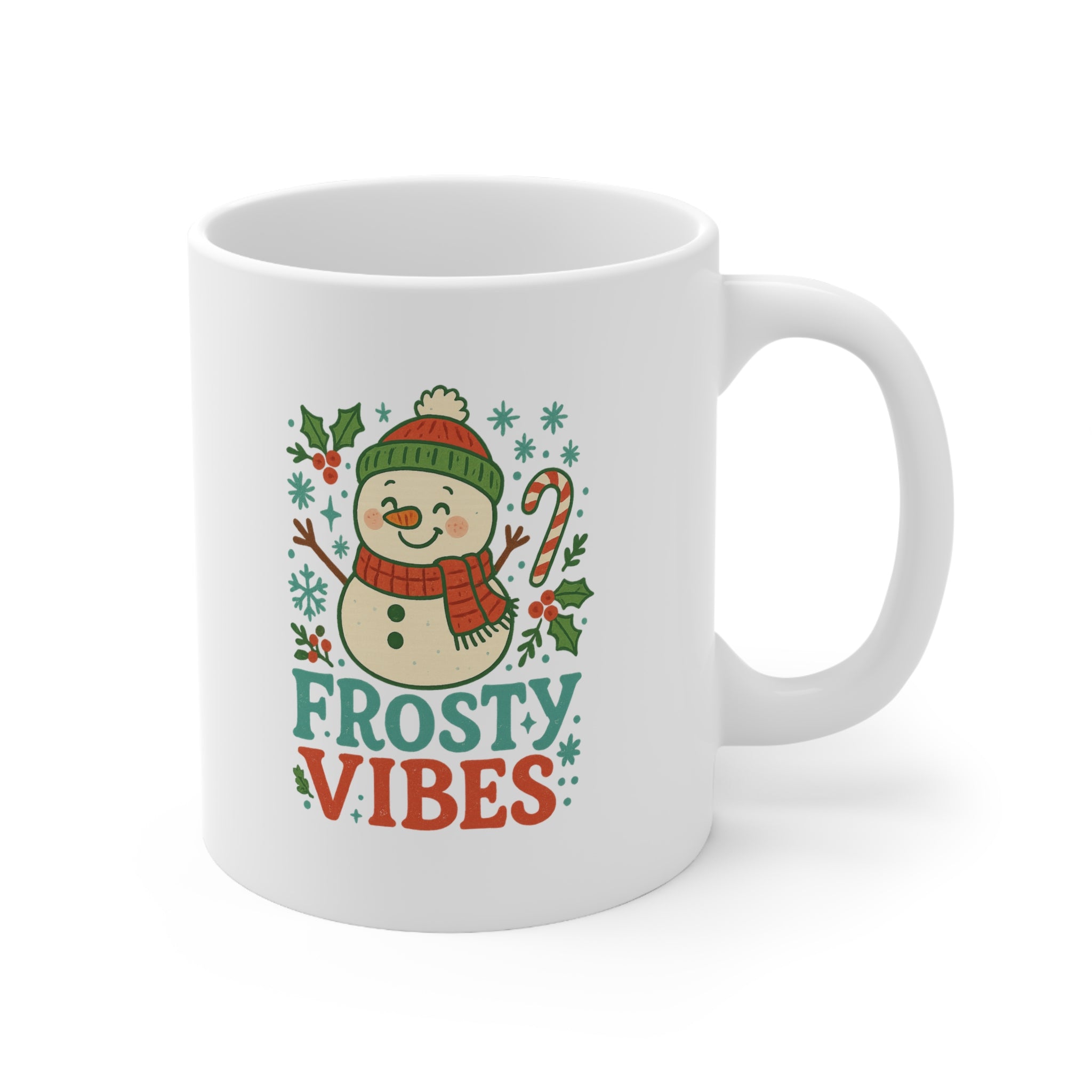 Frosty Vibes Christmas Mug - Cute Snowman Coffee Cup - Funny Festive Hot Chocolate Tea Cup Gift for Secret Santa Xmas Present For Him Her