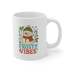 Frosty Vibes Christmas Mug - Cute Snowman Coffee Cup - Funny Festive Hot Chocolate Tea Cup Gift for Secret Santa Xmas Present For Him Her