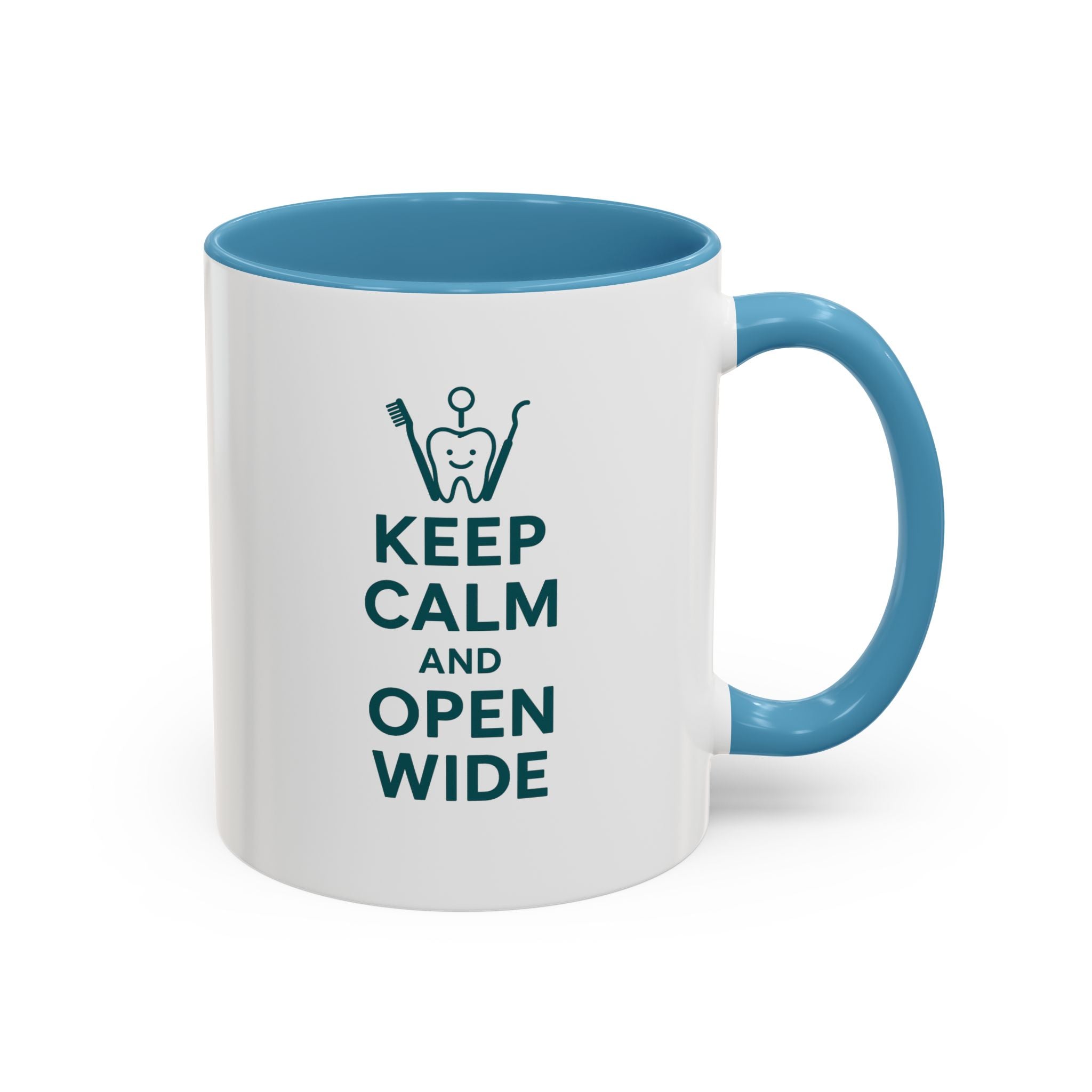Funny Dentist Christmas Mug - "Keep Calm and Open Wide" Coffee Cup - Secret Santa Gift for Hygienist, Dental Student or Dentist Nurse Gift