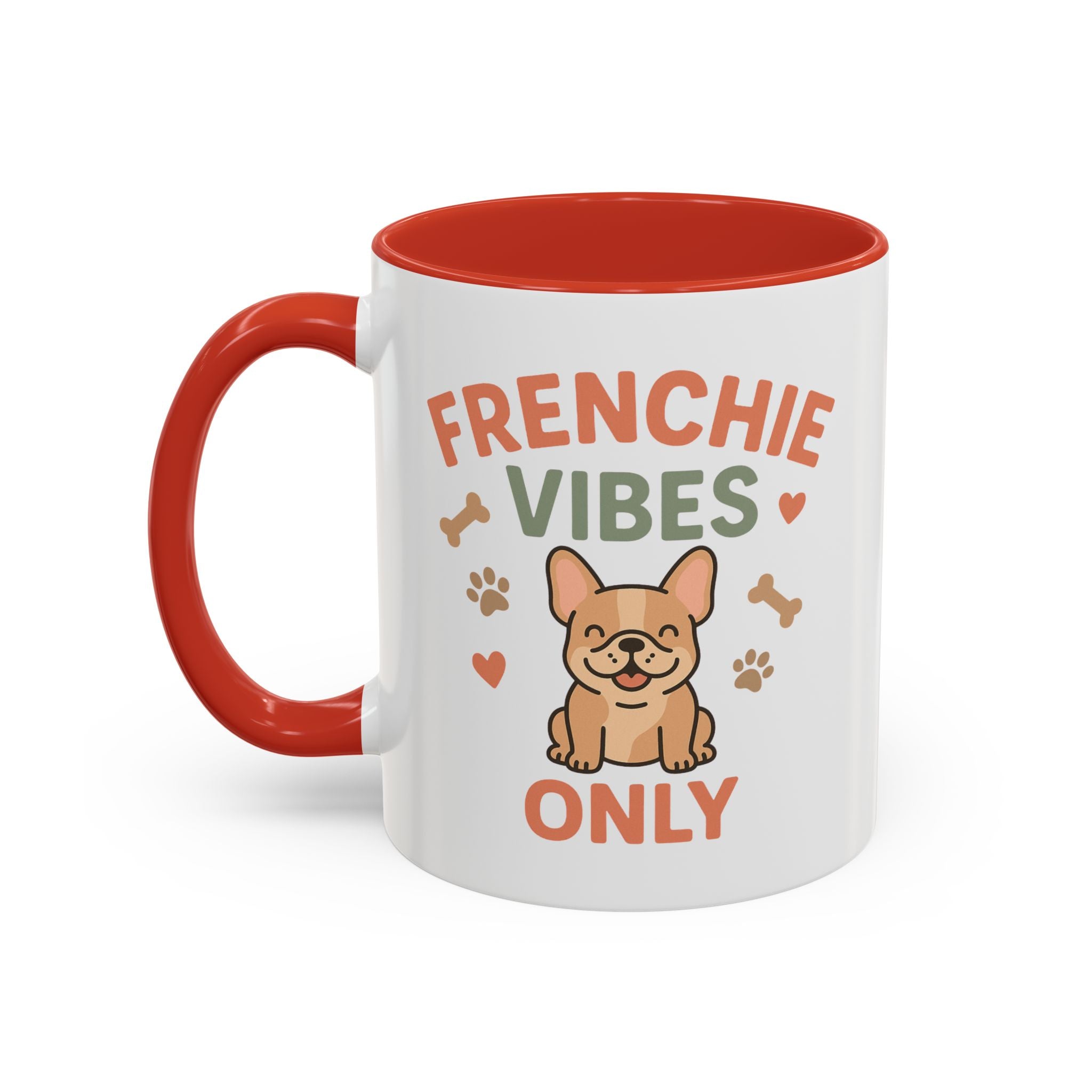 Funny French Bulldog Mug - Frenchie Vibes Only Dog Lover Gift - Cute Frenchie Coffee Cup for Secret Santa, Christmas Gift for Dog Owners