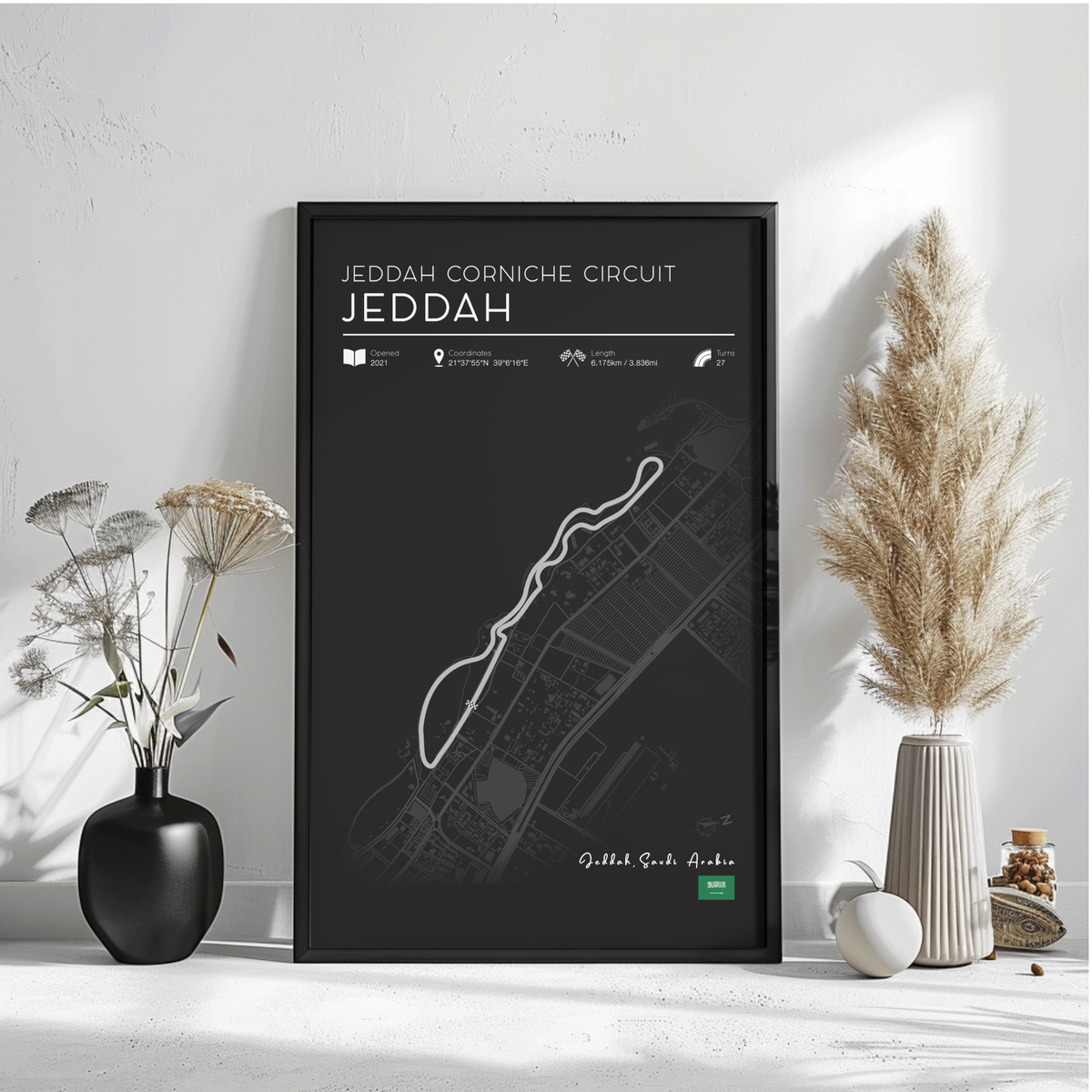 Jeddah Corniche Circuit Poster – Formula 1 Track Wall Art Print