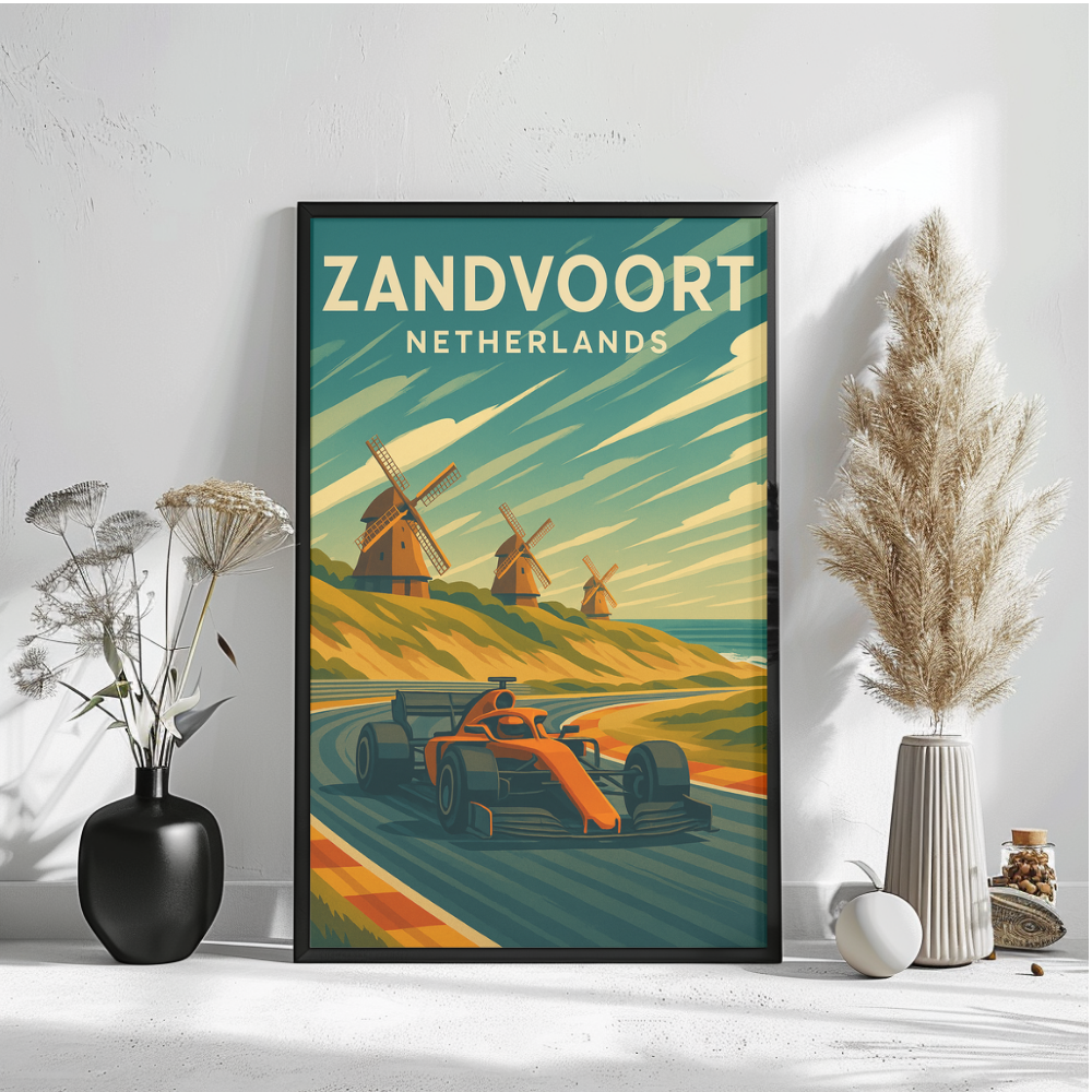 Zandvoort Grand Prix Poster - Vintage Style Dutch F1 Art Print | Retro Racing Wall Decor, Netherlands Formula 1 Motorsport Gift