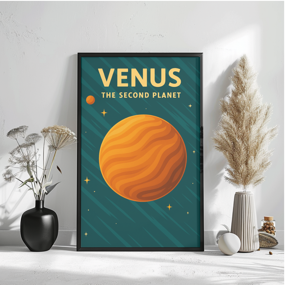 Venus Retro Space Poster - Mid Century Second Planet Wall Art