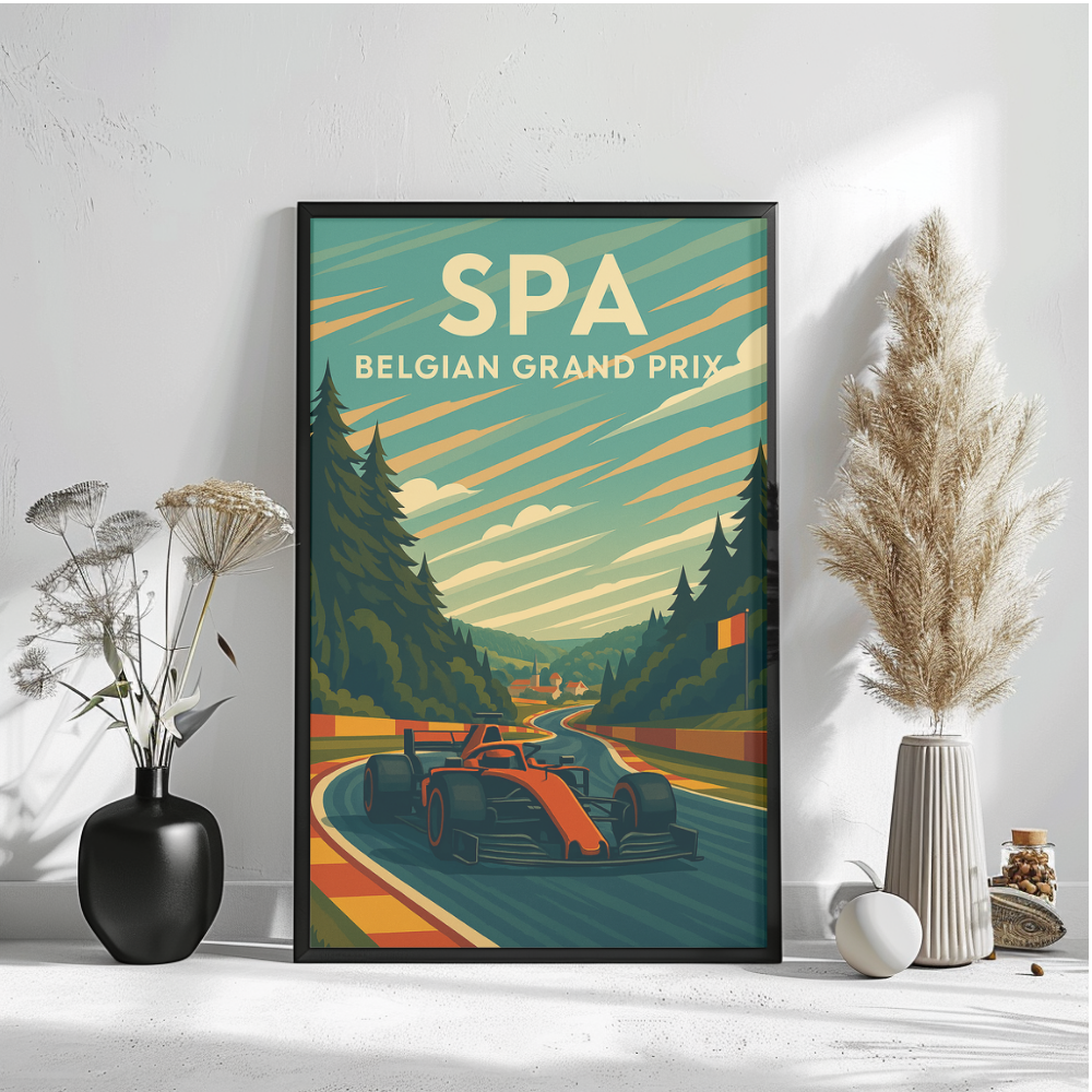 Spa Grand Prix Poster - Vintage Style Belgian Formula 1 Art Print | Retro F1 Racing Wall Decor, Motorsport Gift, Spa-Francorchamps Art