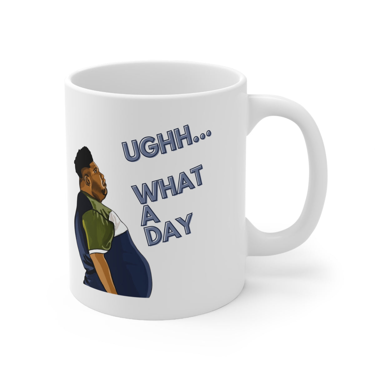 Funny Harvey Price Mug – “Ughh What a Day” Meme Coffee Cup Gift