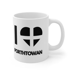 I Love Porthtowan Mug – Cornwall Flag Heart Mug, Cornish Gift Souvenir